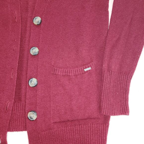 Hollister Cranberry Button Up Cardigan Sweater Sz M - Picture 6 of 7